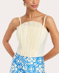 Scallopini Pleated Organza Bustier Top