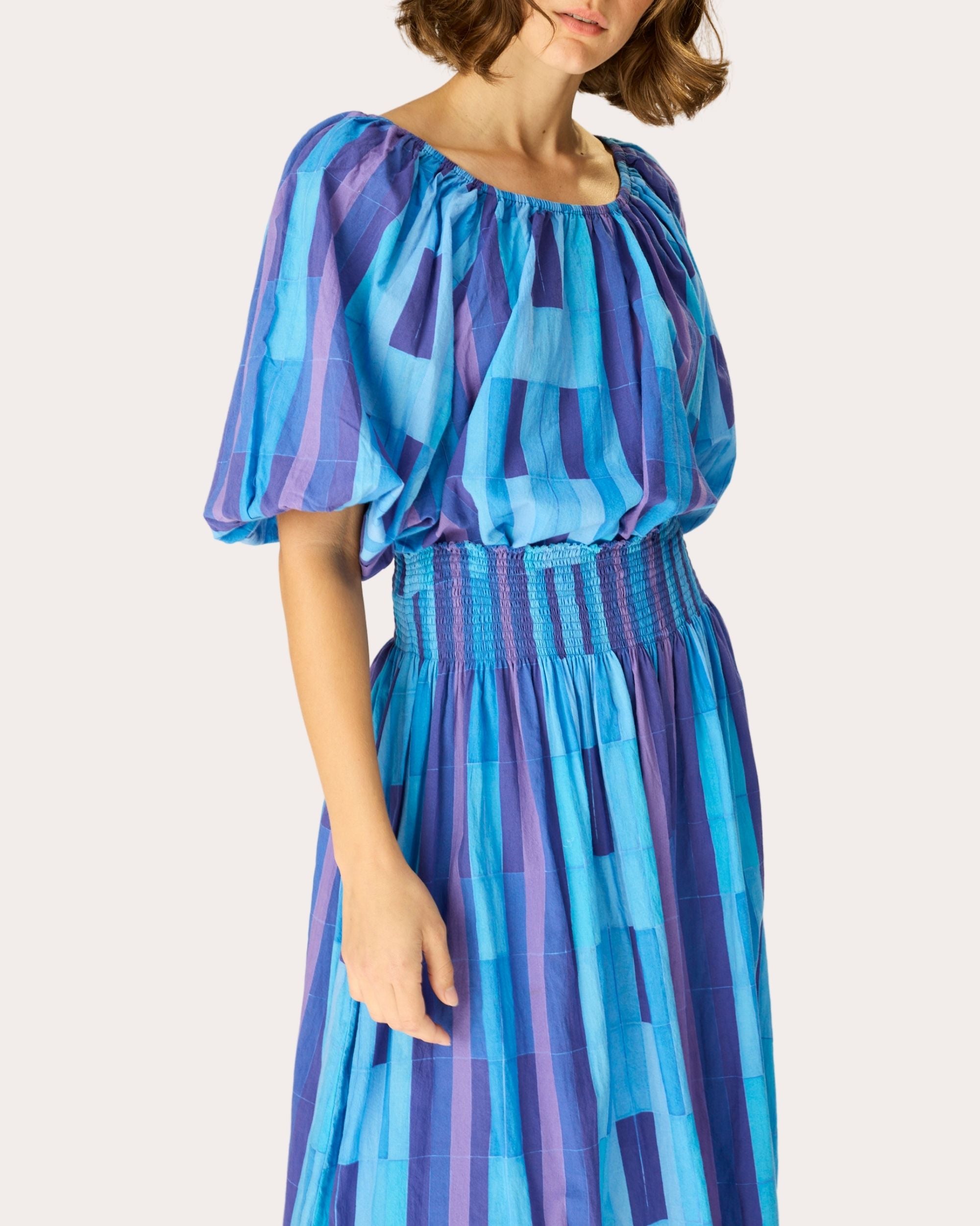 Ella Cotton Gathered Puff-Sleeve Top
