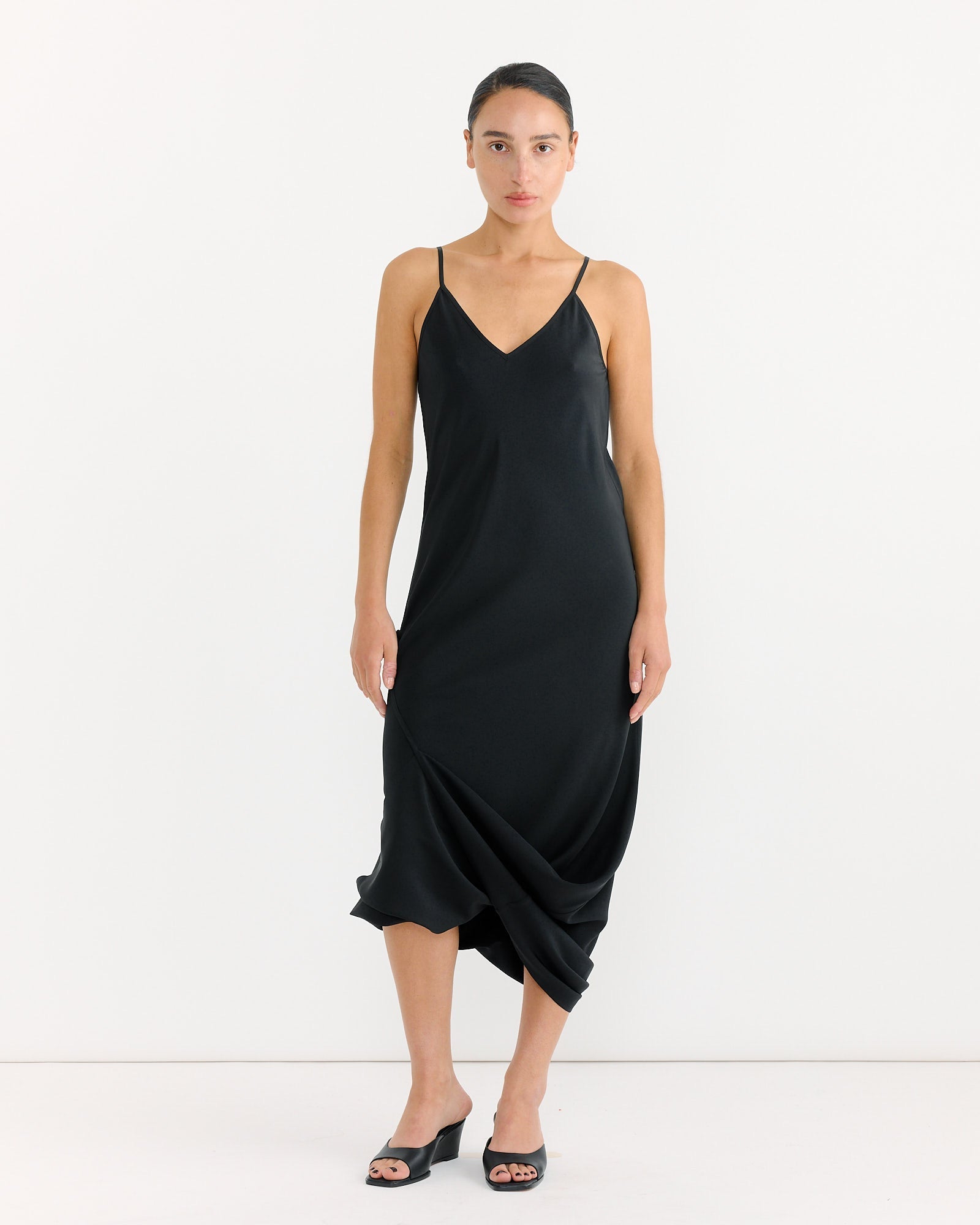 Silk Maxi Dress in Black