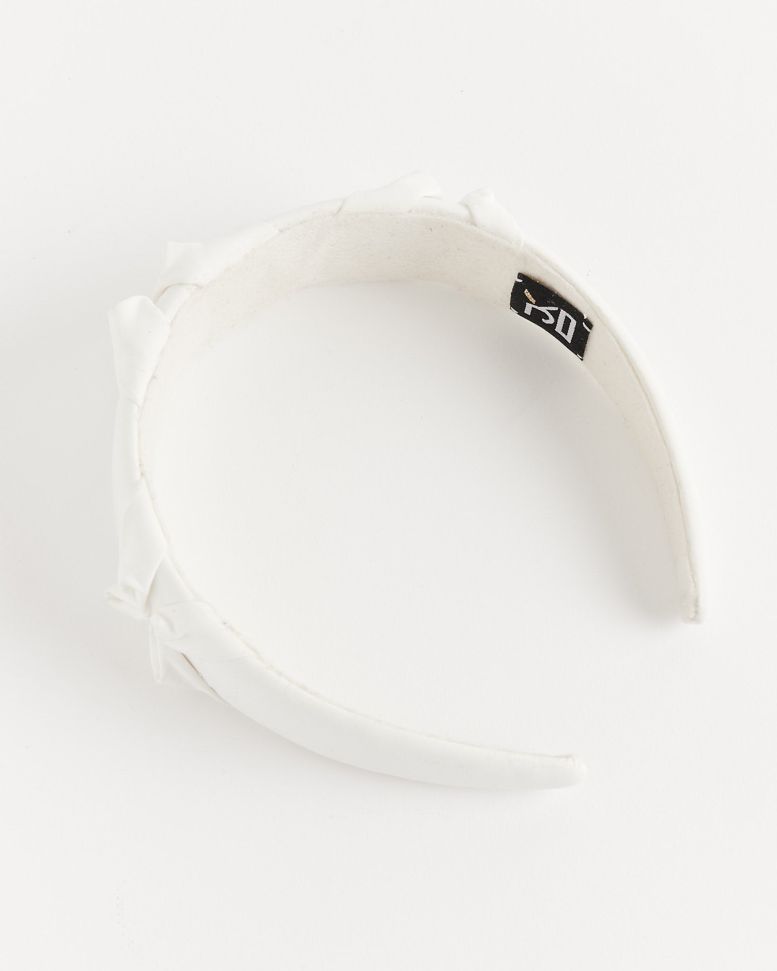 Satin Smocked Flower Headband in White