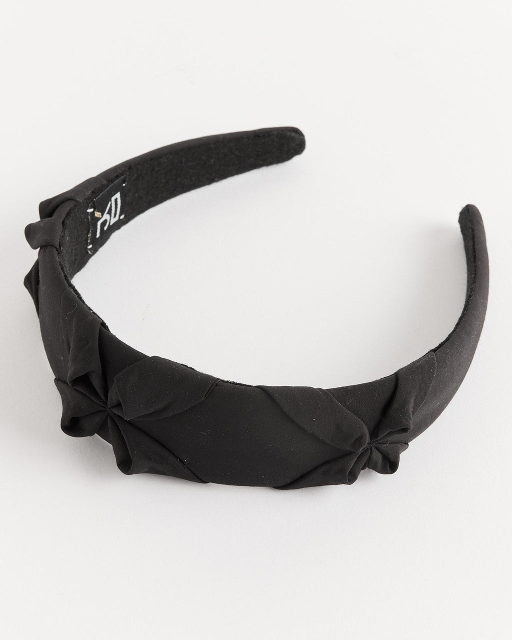 Satin Smocked Flower Headband in Black