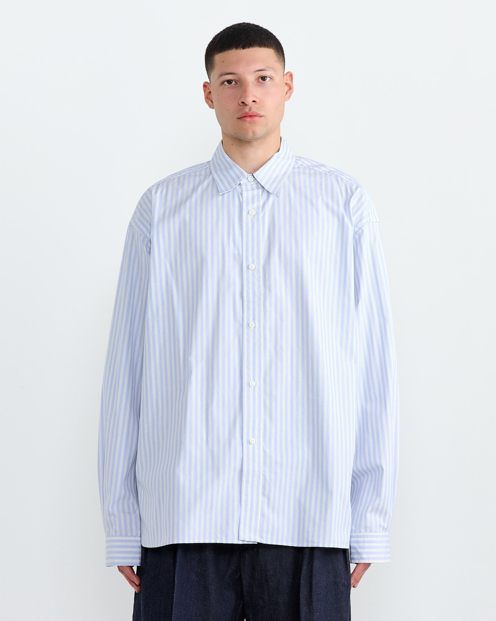Regular Wide Shirt in White Stripe