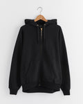 Cotton French Terry Zip Parka Hoodie in Black