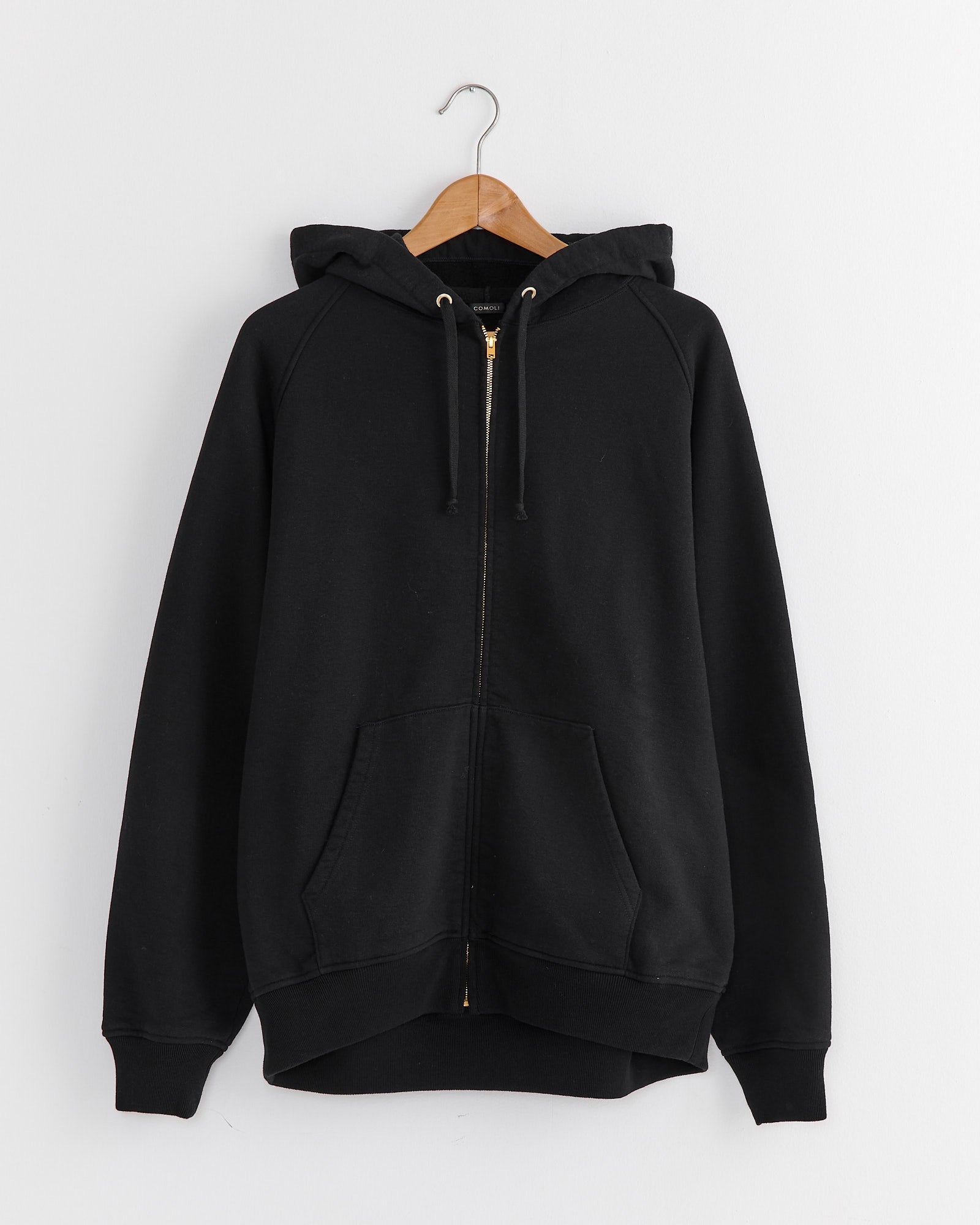 Cotton French Terry Zip Parka Hoodie in Black