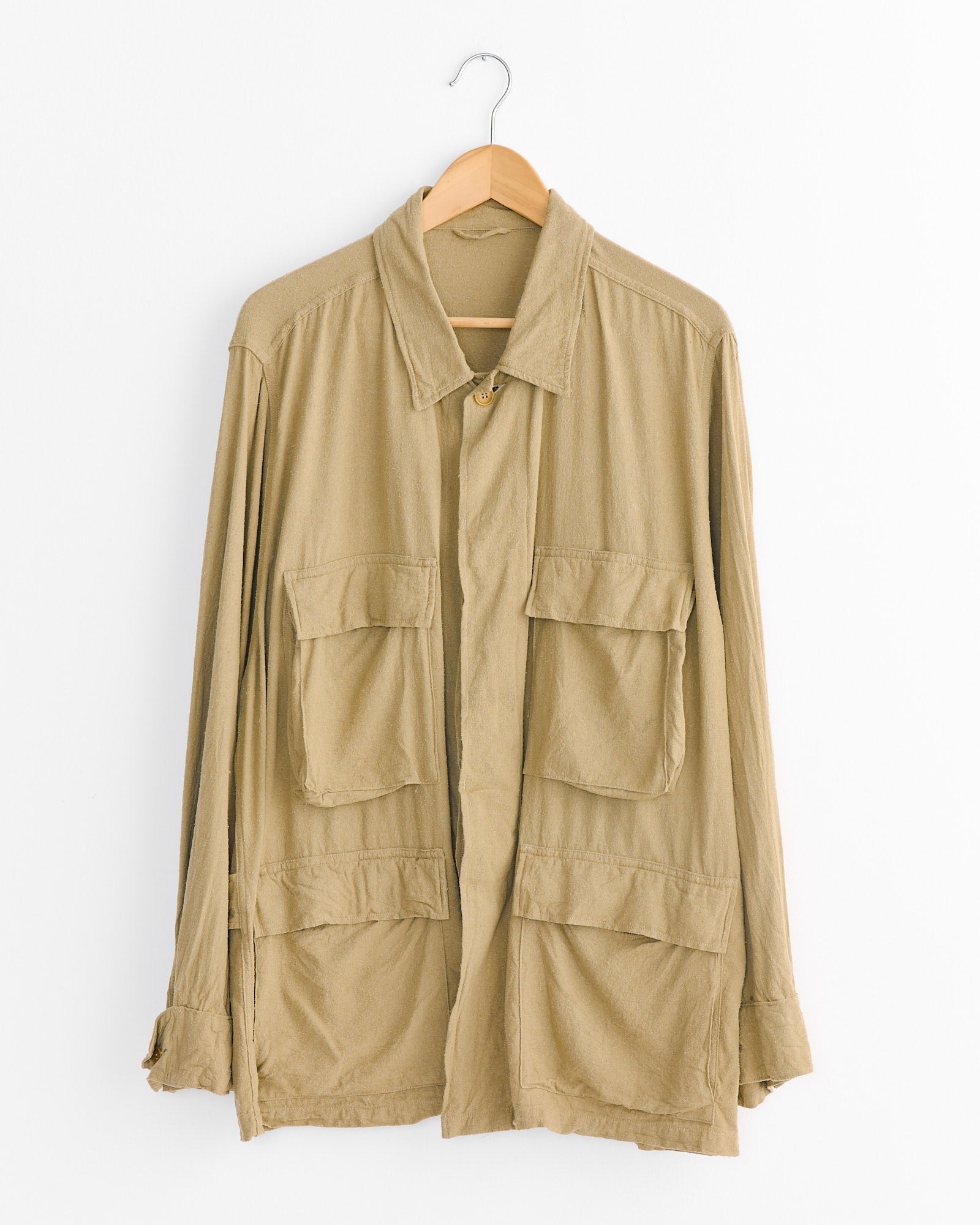 Raw Silk B.D.U. Jacket in Khaki