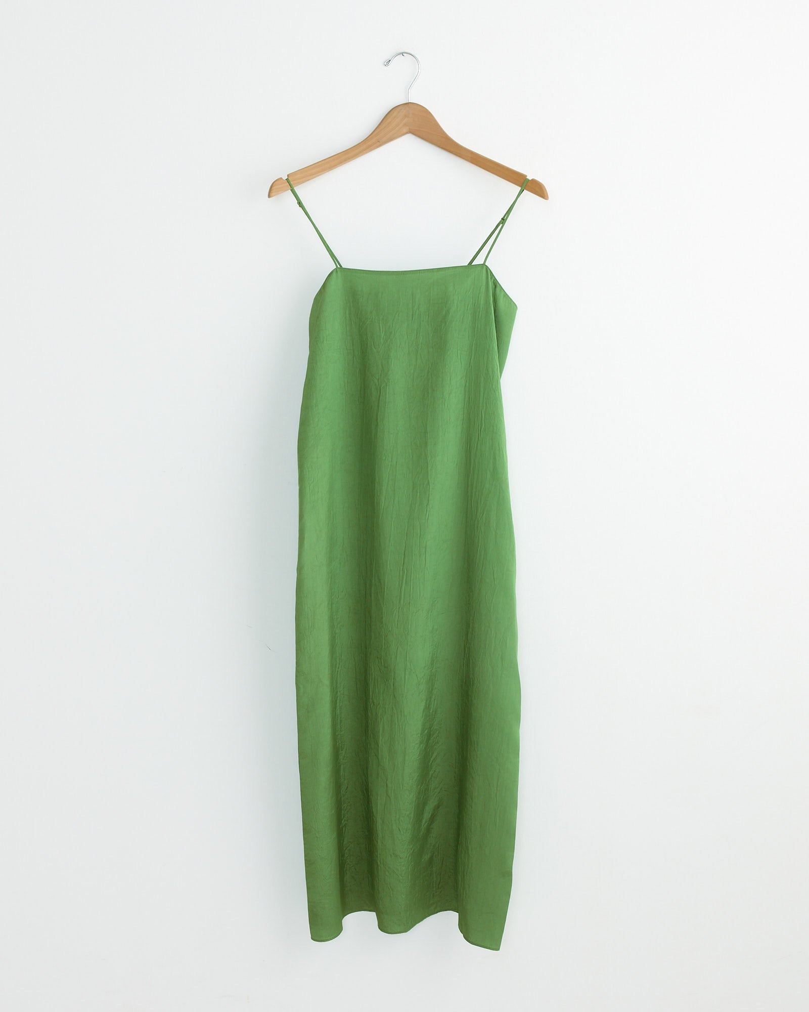 Crinkle Slip Dress in Chartreuse
