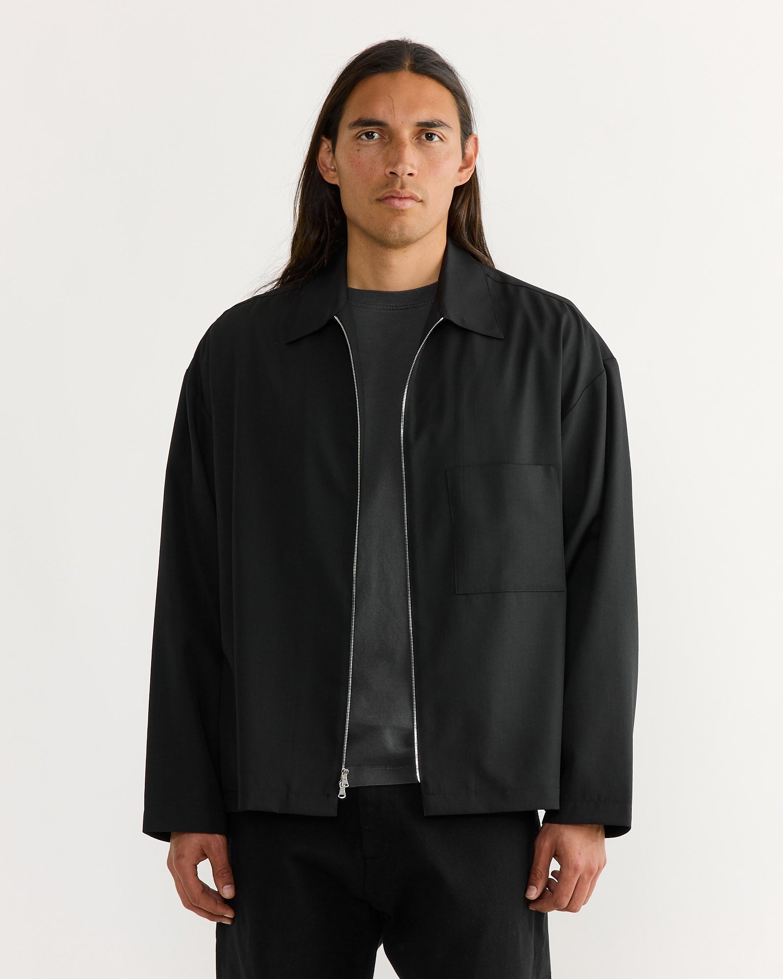 Enzo Shirt in Tropical Wool Black
