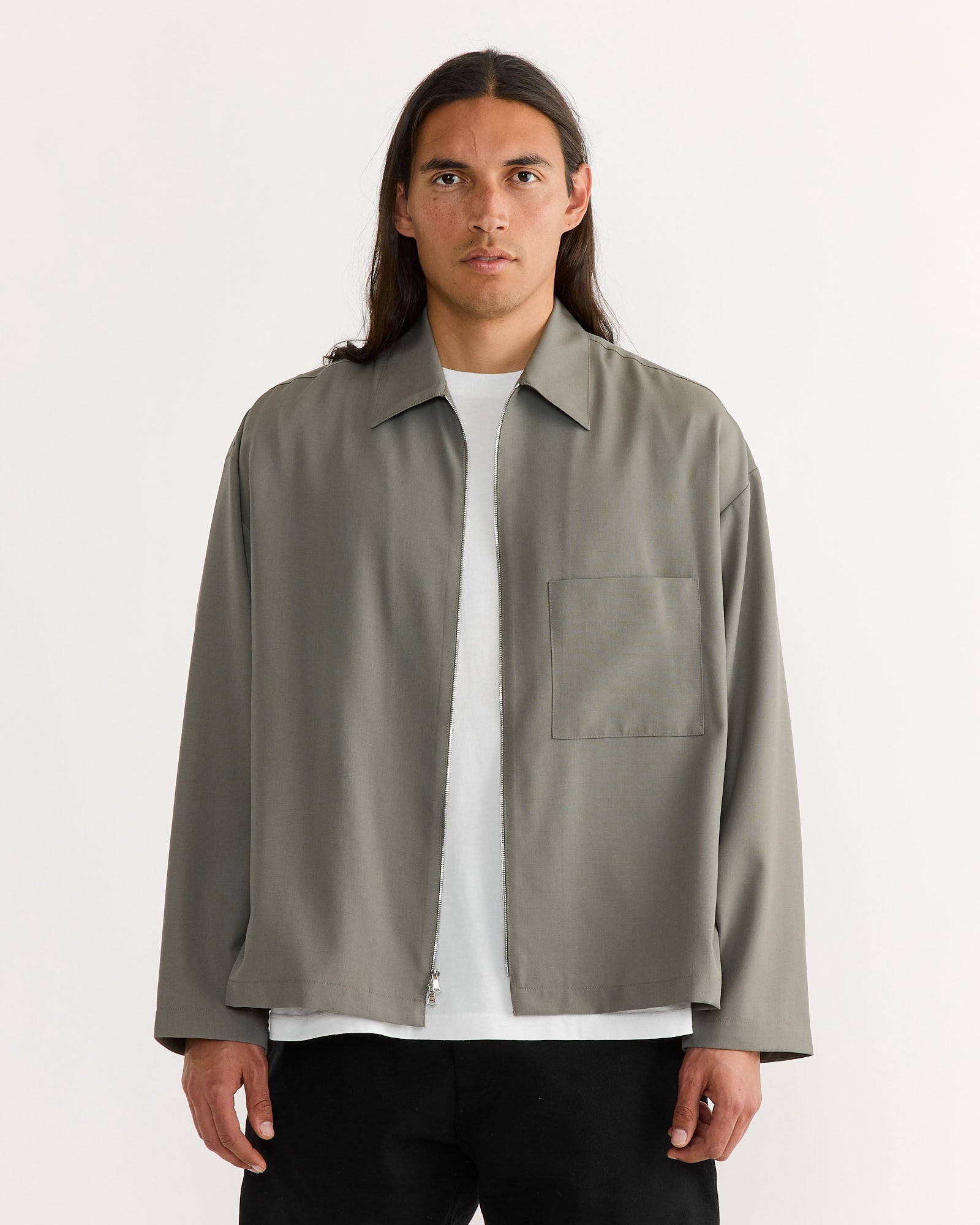 Enzo Shirt in Tropical Wool Olive