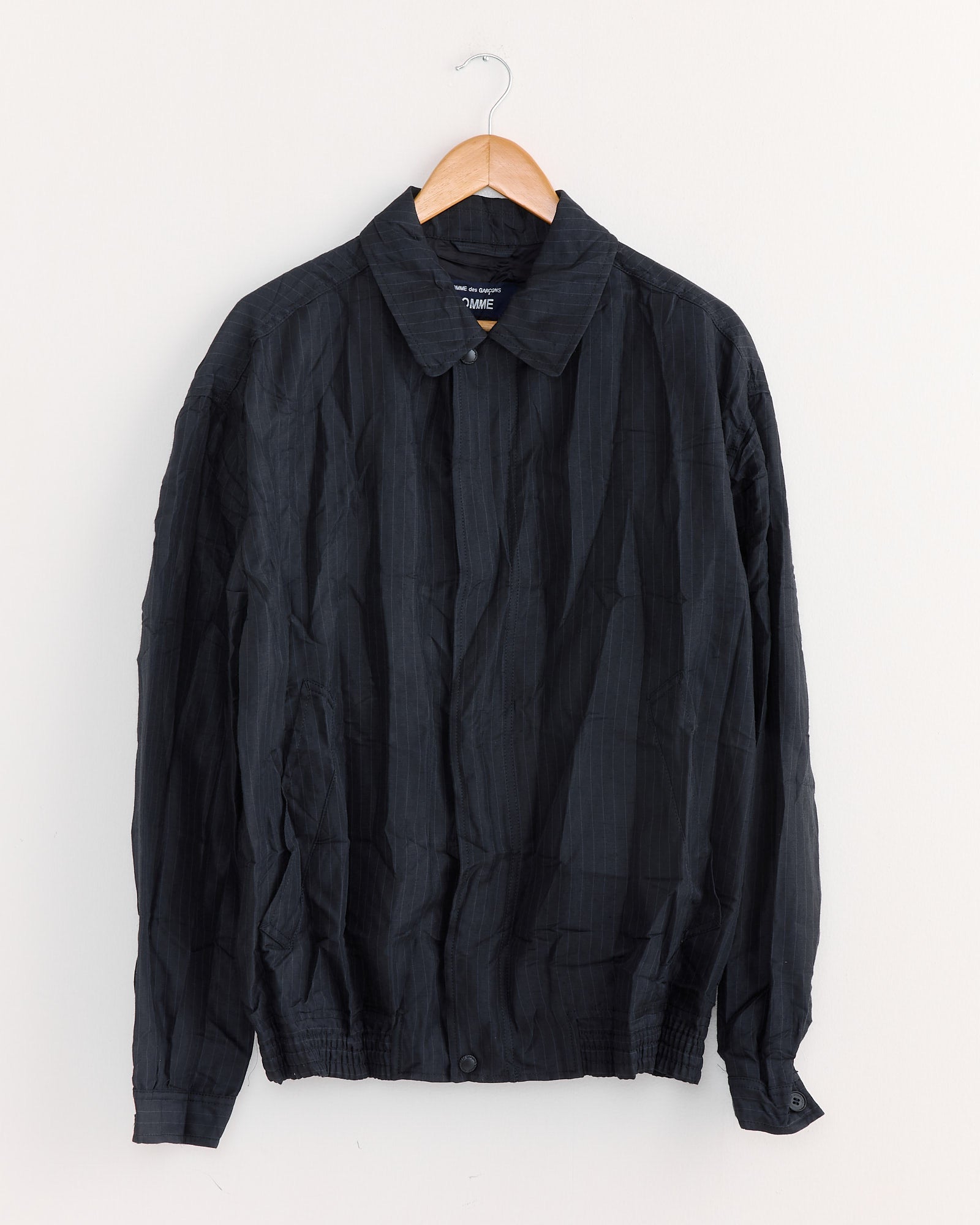 Crinkle Pinstripe Jacket in Black