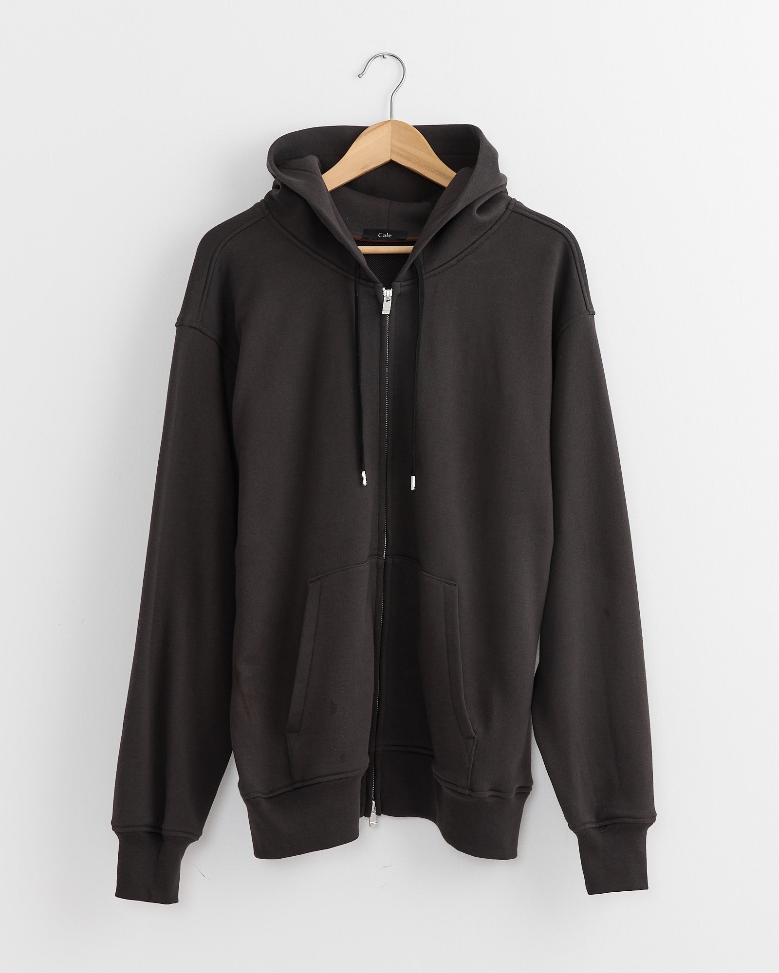 Cotton Fleece Hoodie in Iron Black
