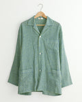 Water Twist Linen Gingham Check Shirt in Blue/Yellow