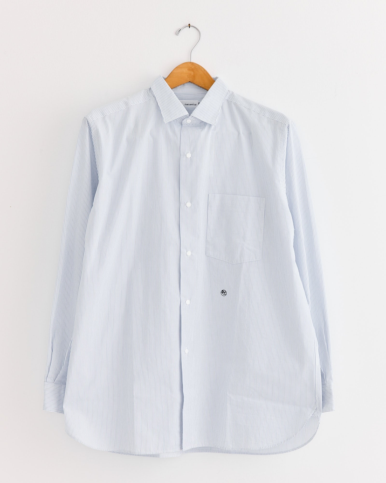 Regular Collar Stripe Wind Shirt in Sax