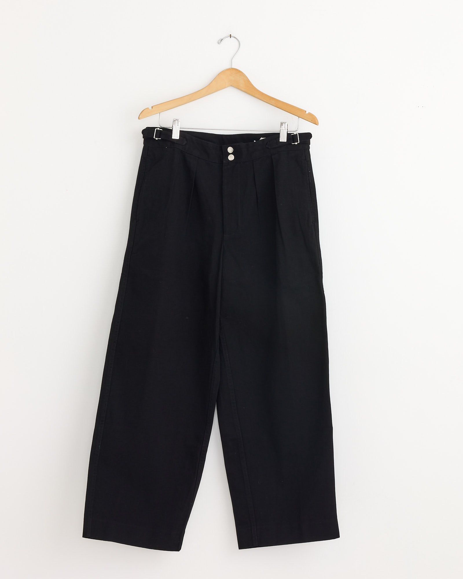 Wide Leg Snap Trouser in Black