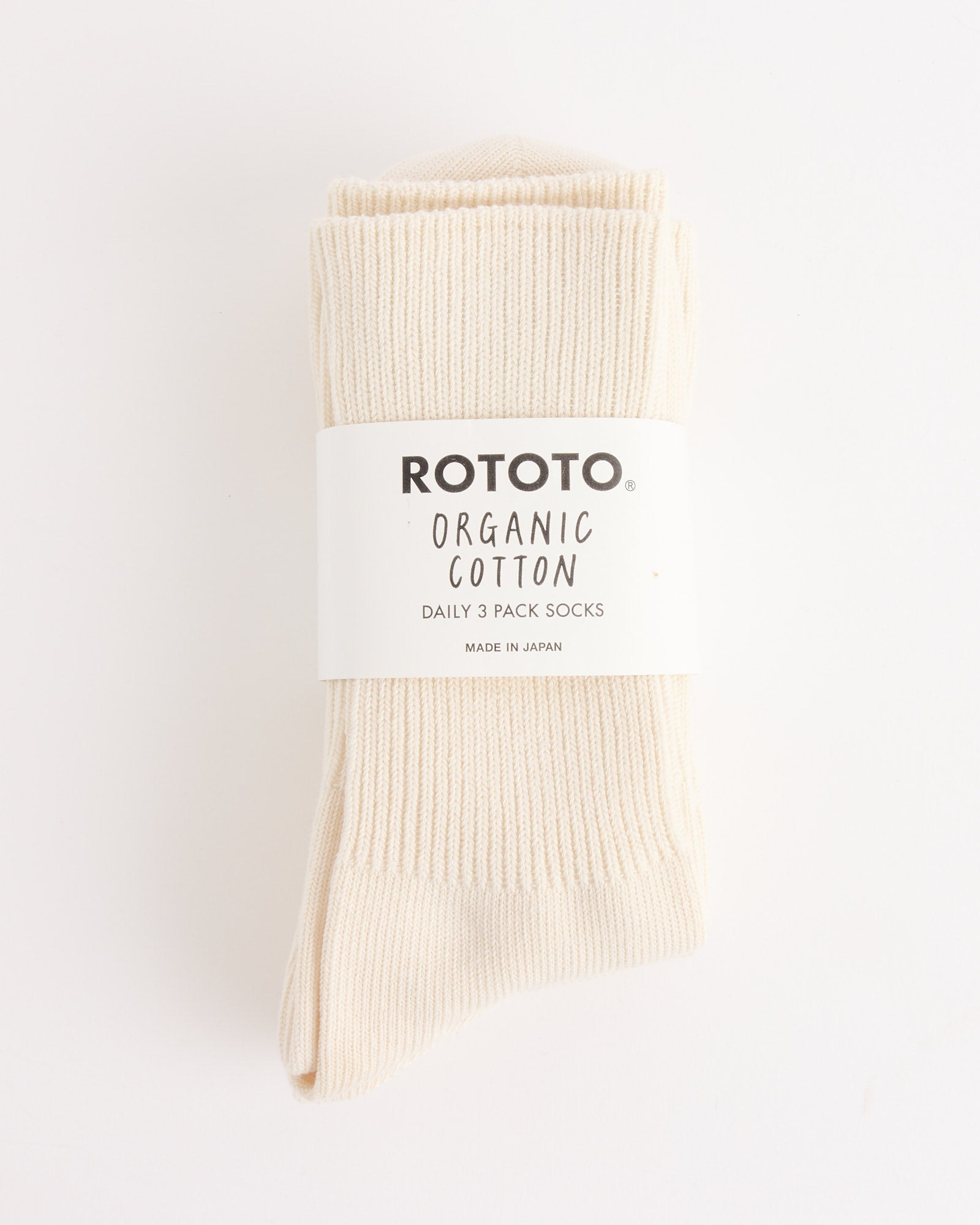 1427 Daily 3 Pack Ribbed Crew Socks in Ivory