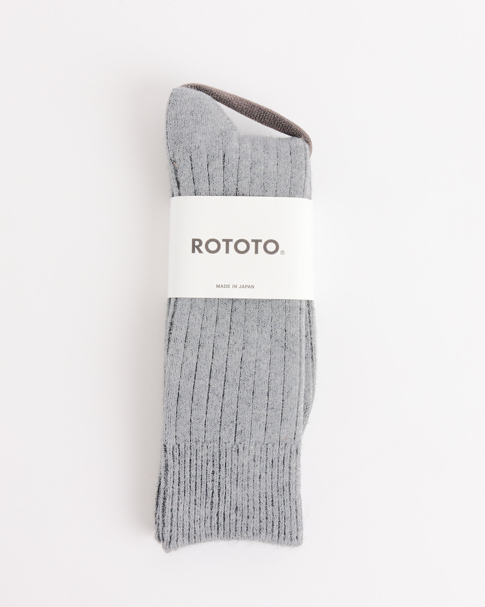 1327 Ribbed Crew Socks in Grey
