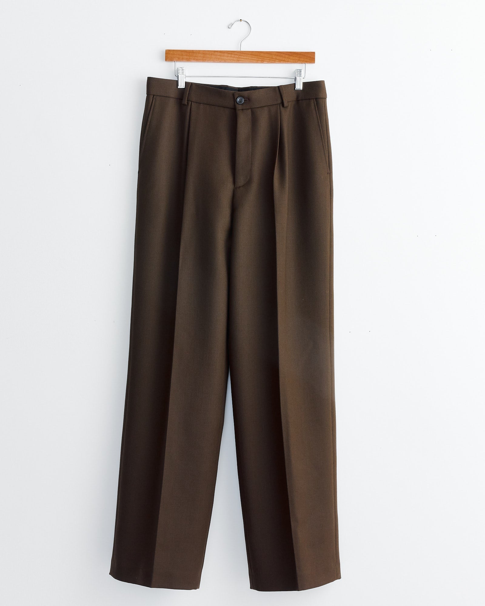 Straight Wool Pant in Mud