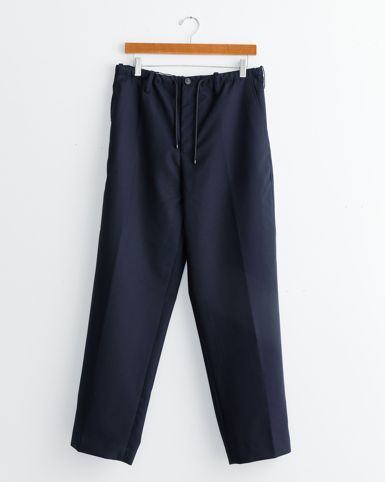 Drawstring Straight Trousers in Navy