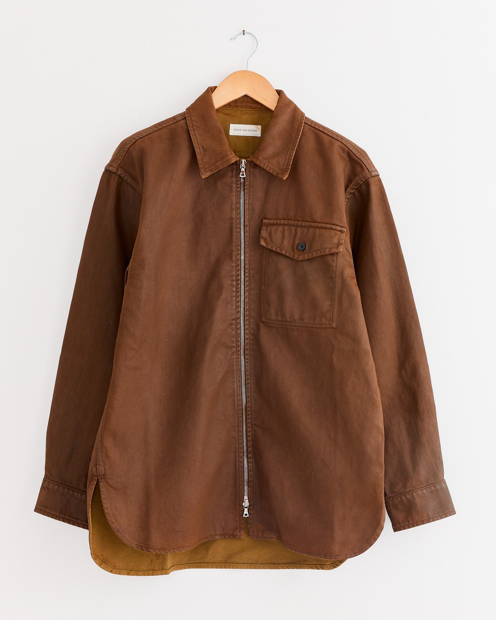 Coated Zipped Shirt in Rust