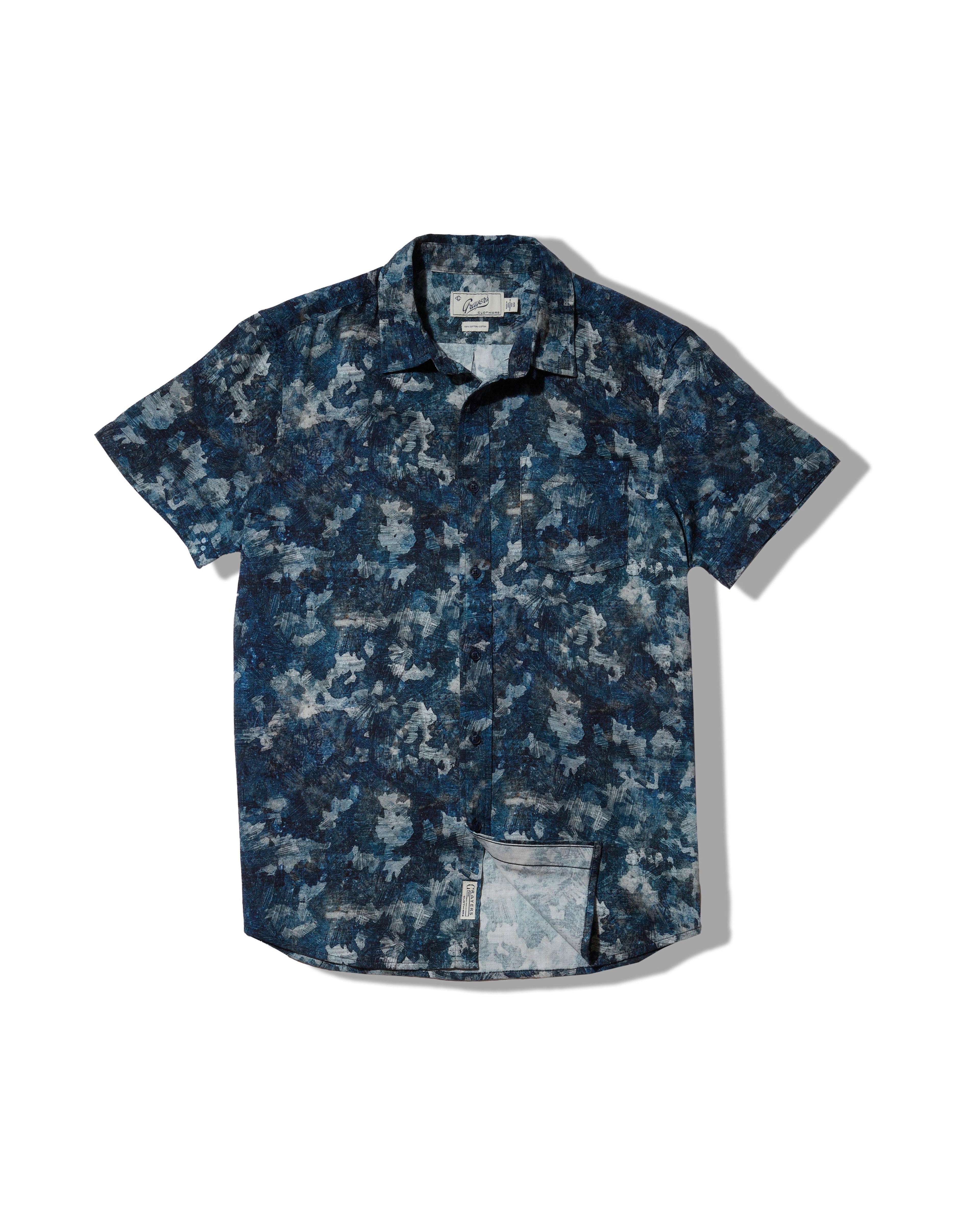 Bedford Textured Printed Shirt - Blue Camo Print