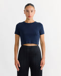 Car Crop Tee in Navy