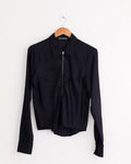 Slim Zip Shirt in Night Covert Flex Pinstripe