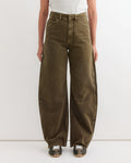 High Waisted Curved Pant in Moss Green