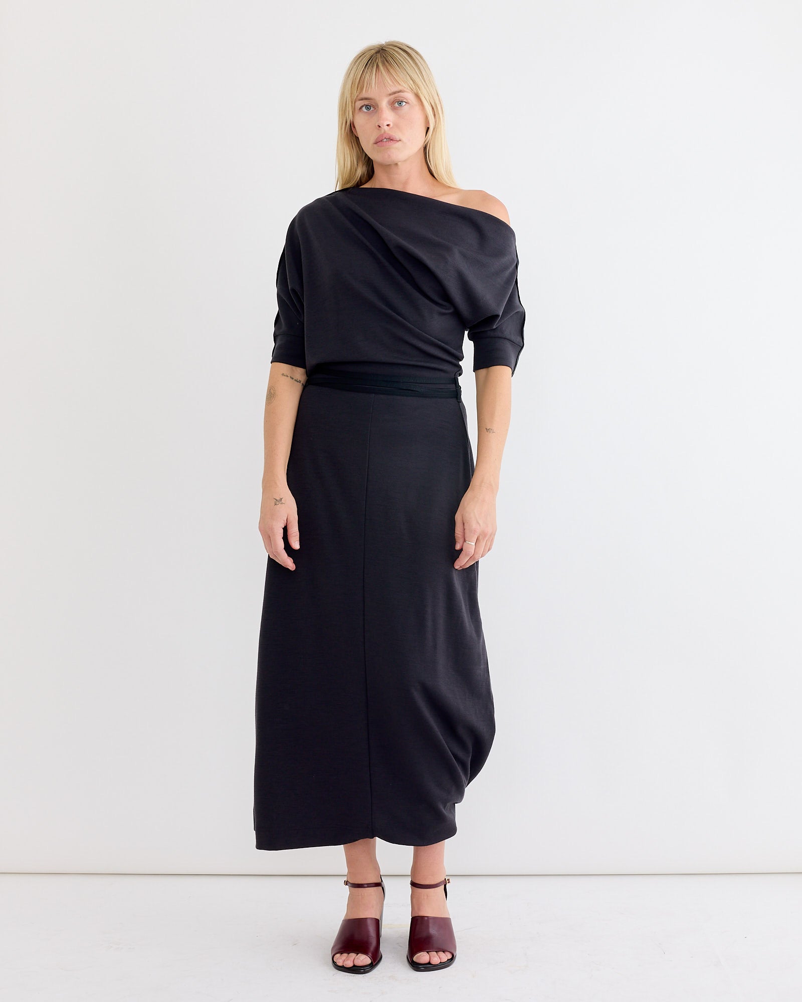 Twisted Hem Dress in Anthracite