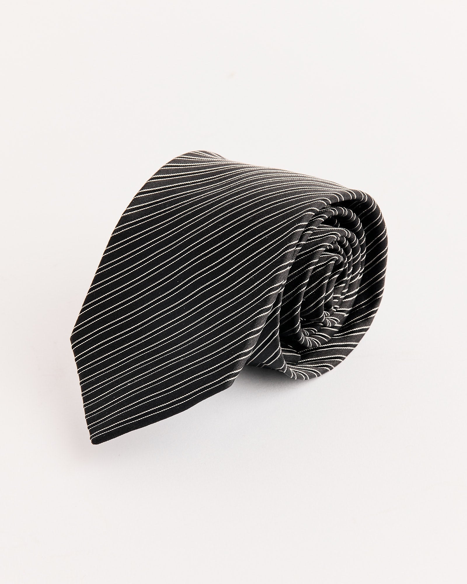 Banquet Tie in Black Fine Stripe
