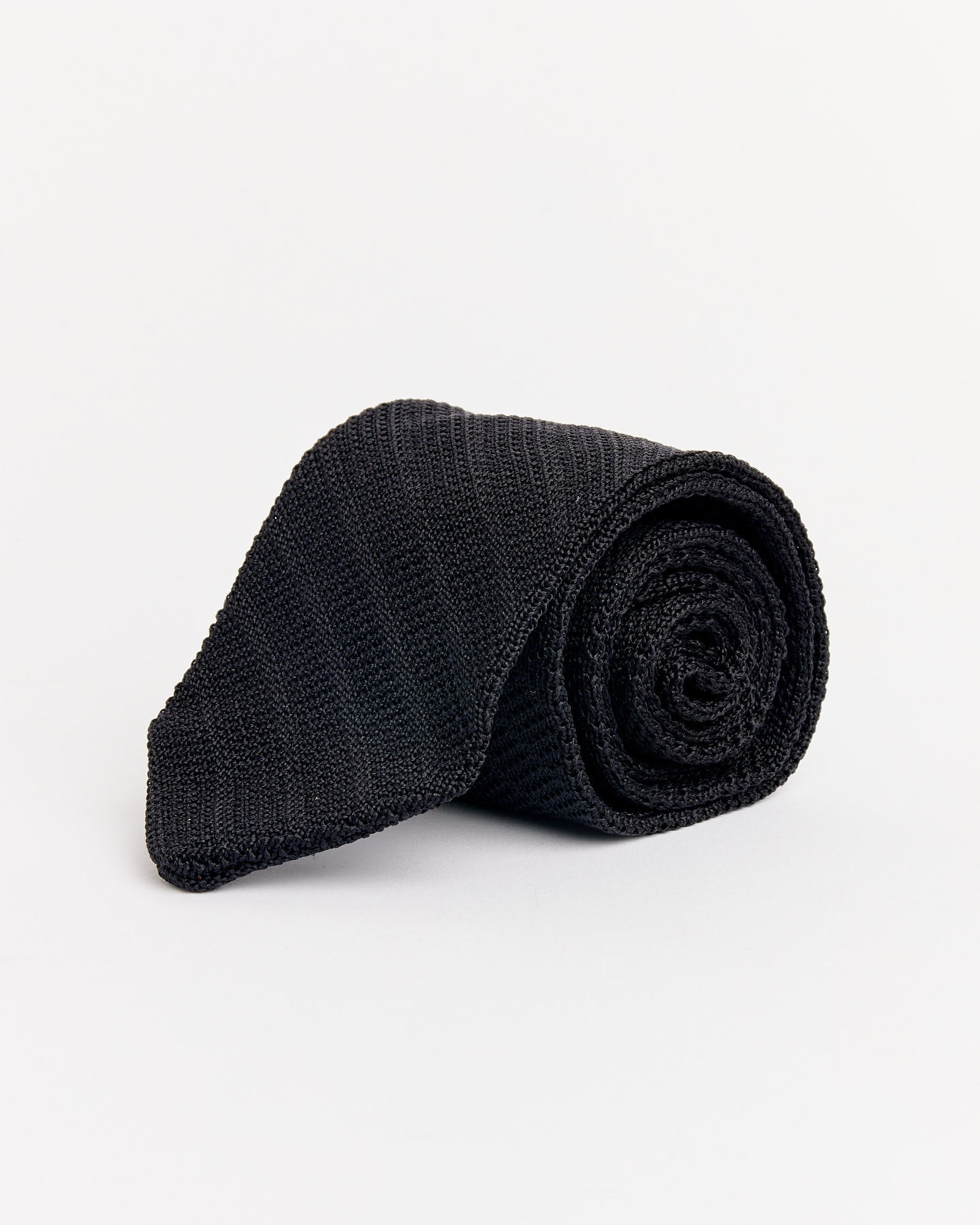 Formal Tie in Black Knitted Stripe