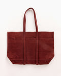 Washed Canvas 6 Pockets Medium Tote in Burgundy
