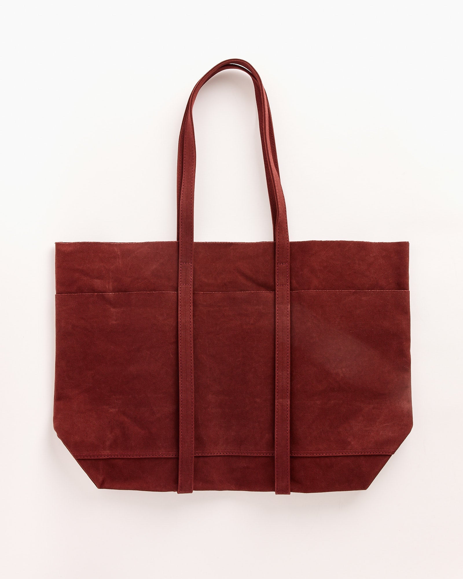 Washed Canvas 6 Pockets Medium Tote in Burgundy