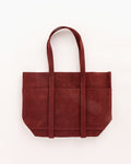 Washed Canvas 6 Pockets Small Tote in Burgundy