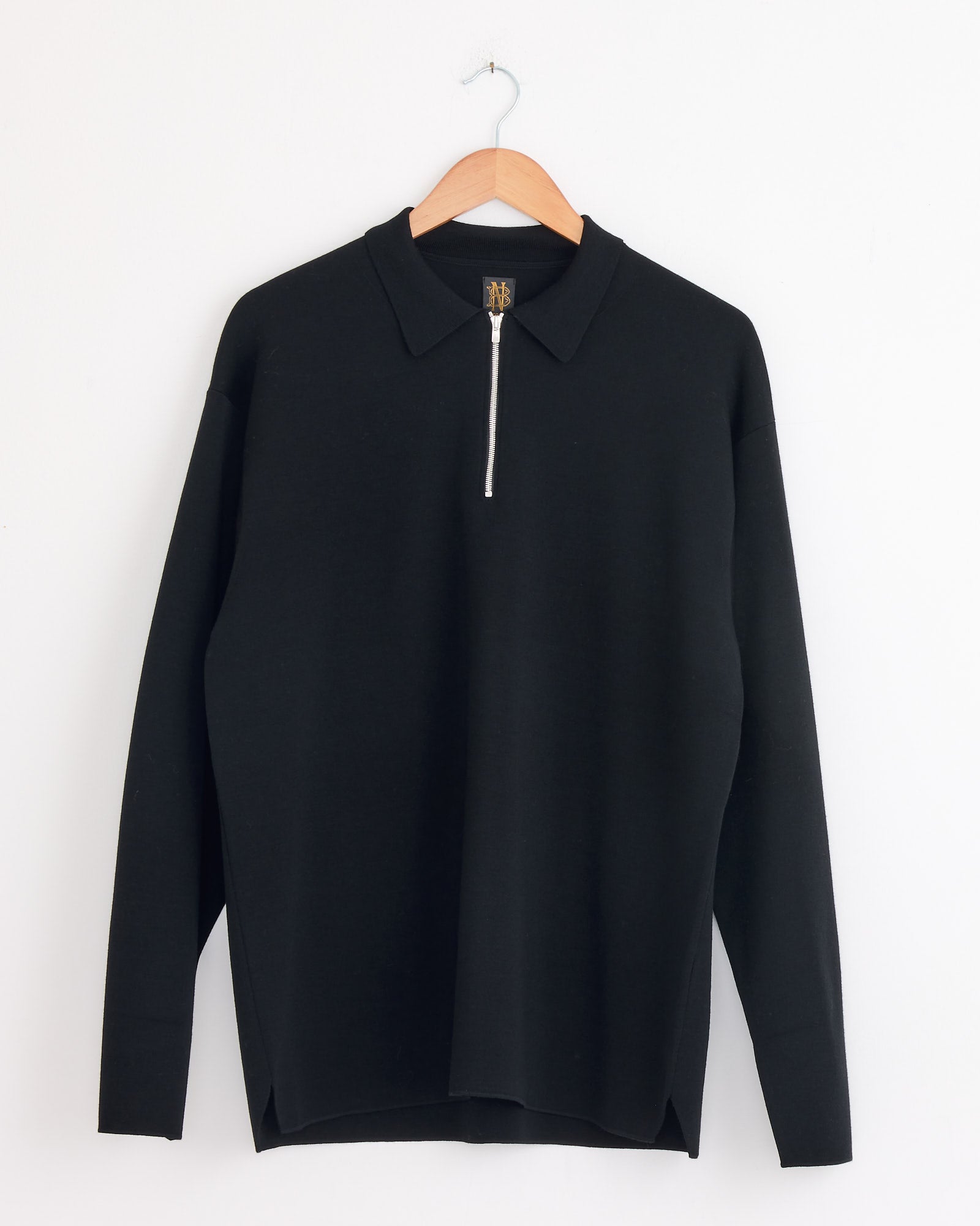 Half Zip Polo in Black