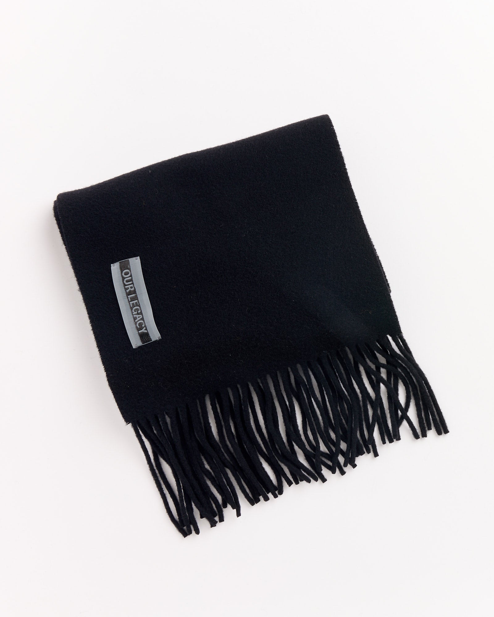 Estate Scarf in Black Double Wool