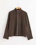 Shrunken Full Zip Polo in Brown Sparse