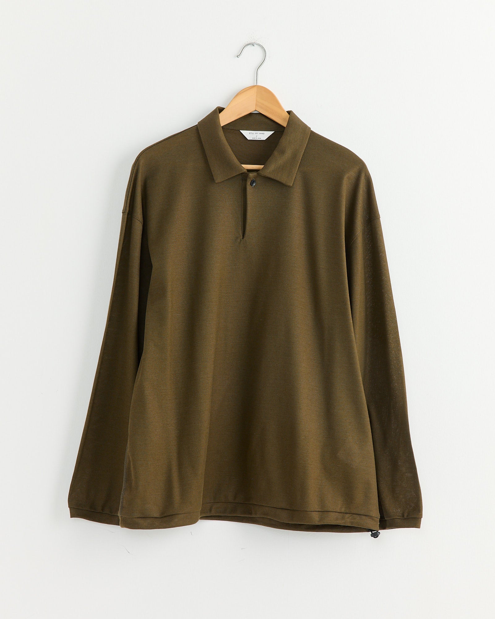 Long Sleeve Polo in Khaki Brown