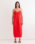 Paper Taffeta Cocoon Dress in Red