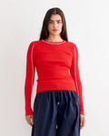 Fine Line Top in Red/Off White