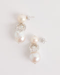 Recycled Silver Baroque Pearl CZ Earrings