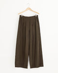 Wide Pleated Pant in Dark Forest