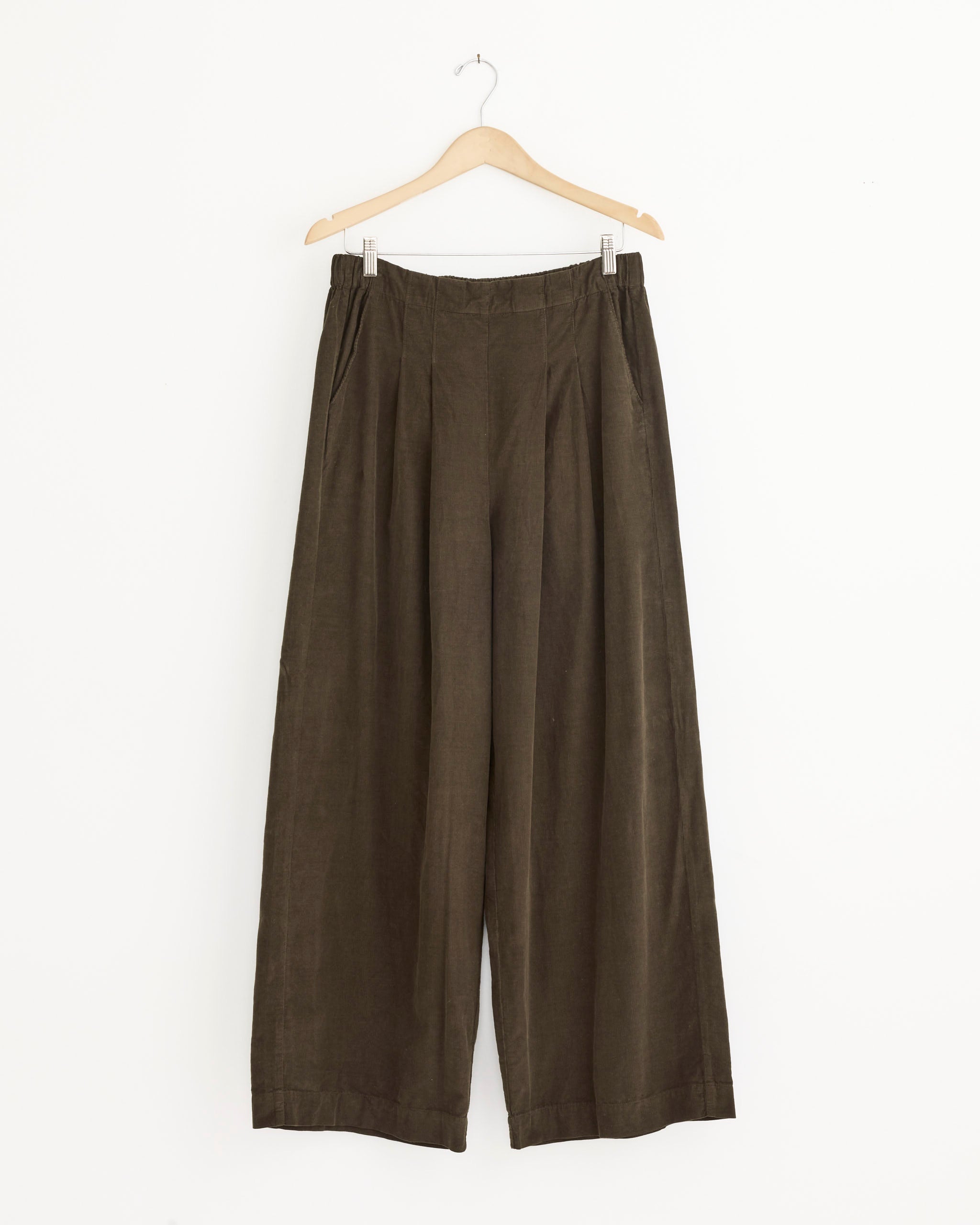 Wide Pleated Pant in Dark Forest