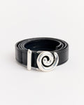 Faux Leather Spiral Buckle Belt in Silver