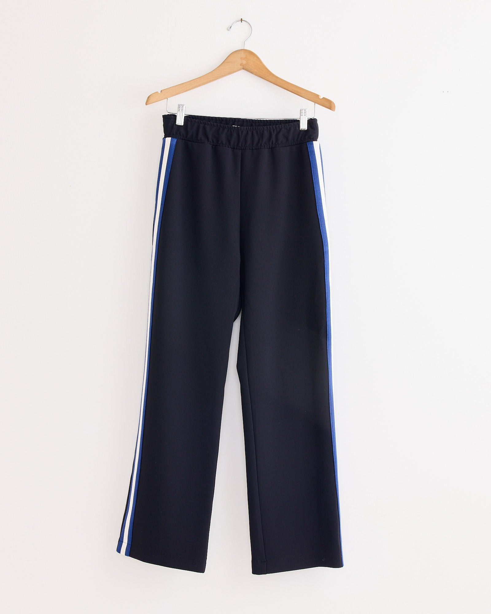 Woven Stripe Track Pant in Black