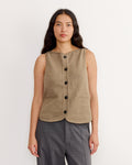 Boat Neck Waistcoat in Taupe
