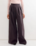 Pleated Wide Leg Pant in Dark Brown