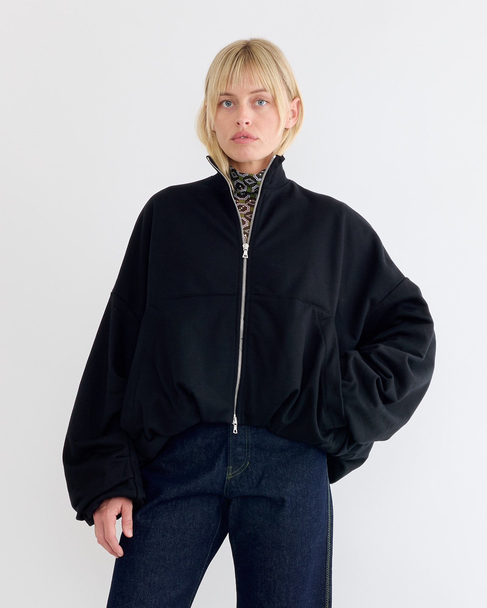 Draped Jersey Jacket in Black