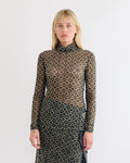 Embellished Turtleneck Tee in Green