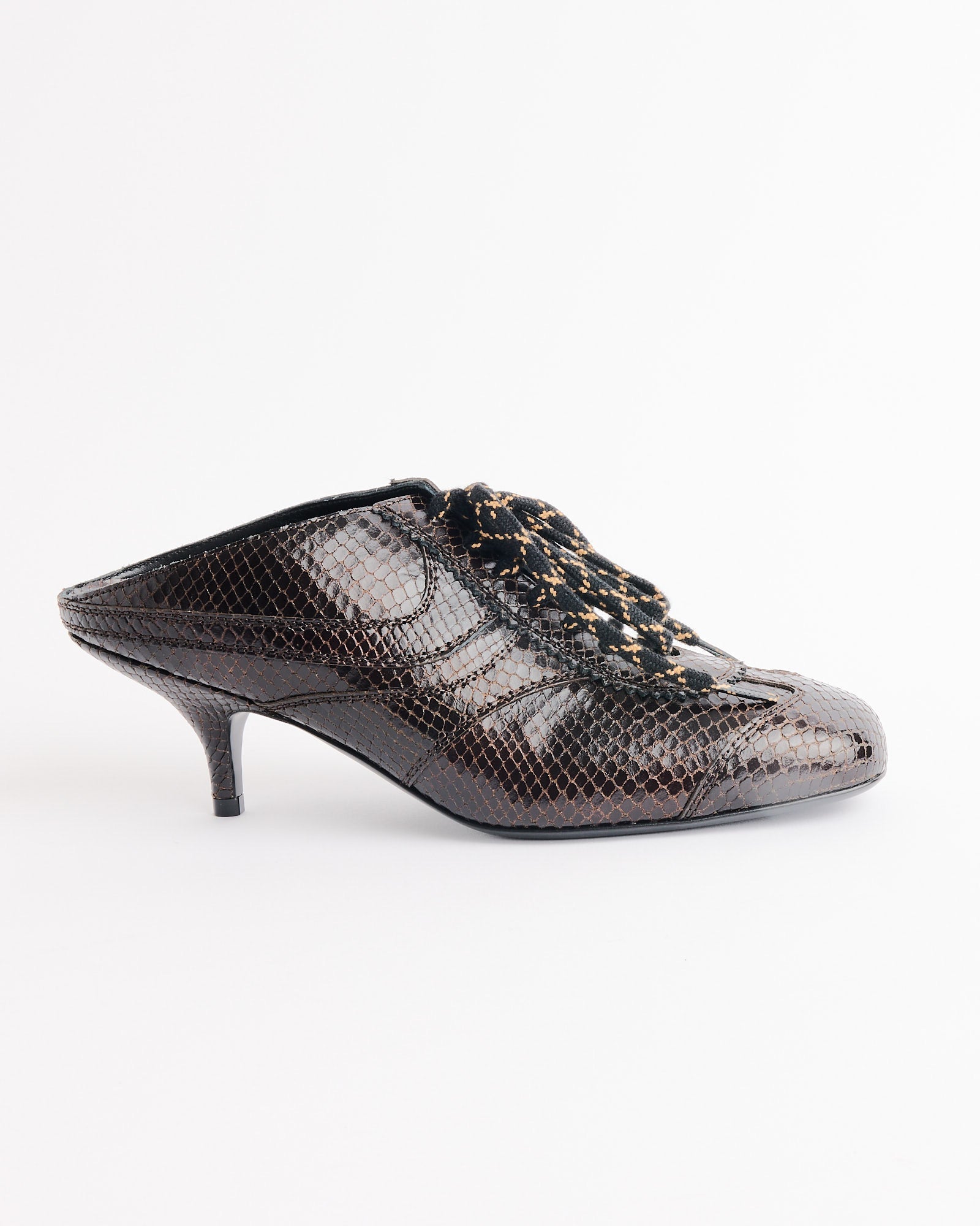 Snake-Embossed Heel in Dark Brown