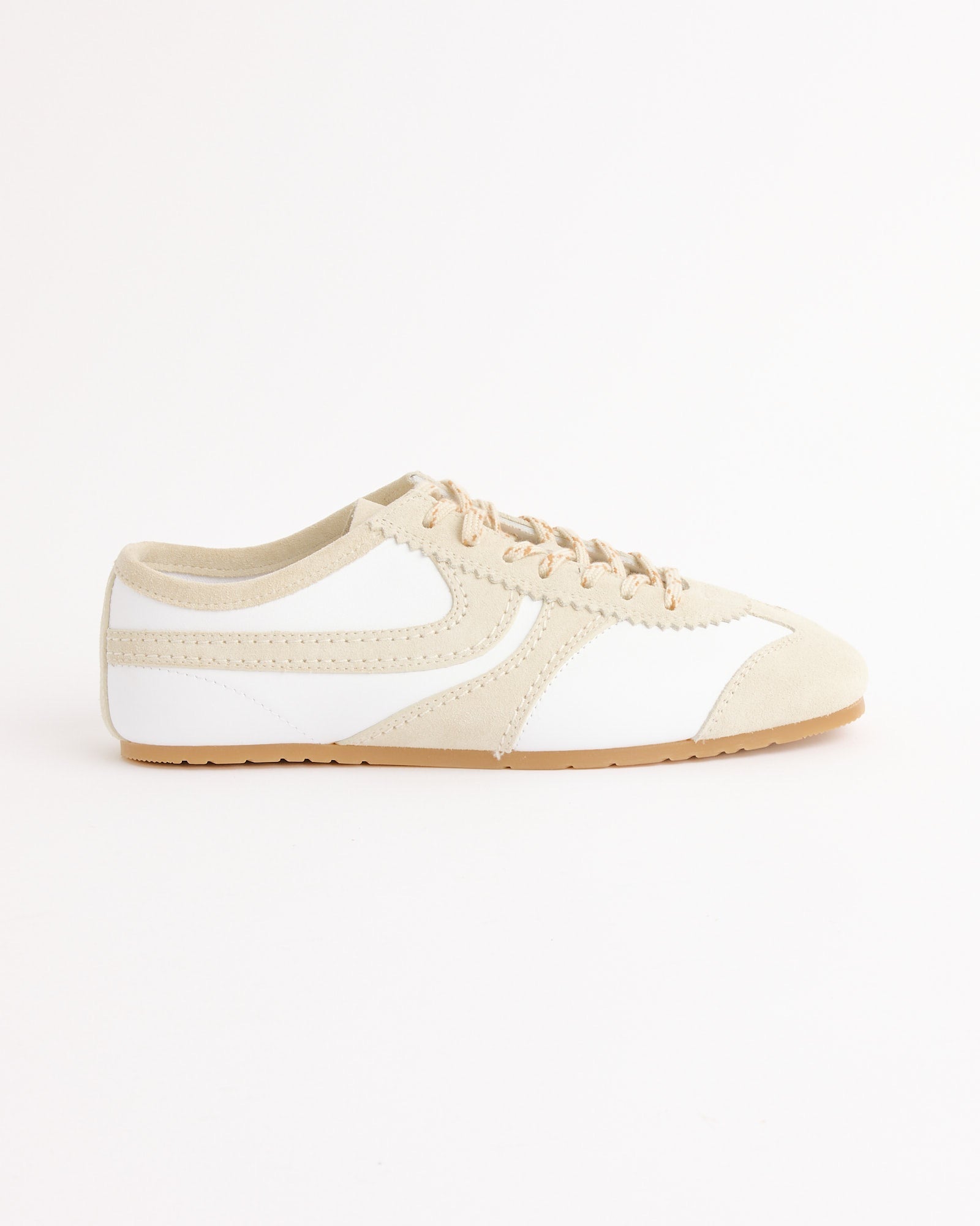 Suede-Trimmed Sneaker in White