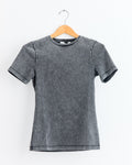 Stretch Denim Baby Tee in Black